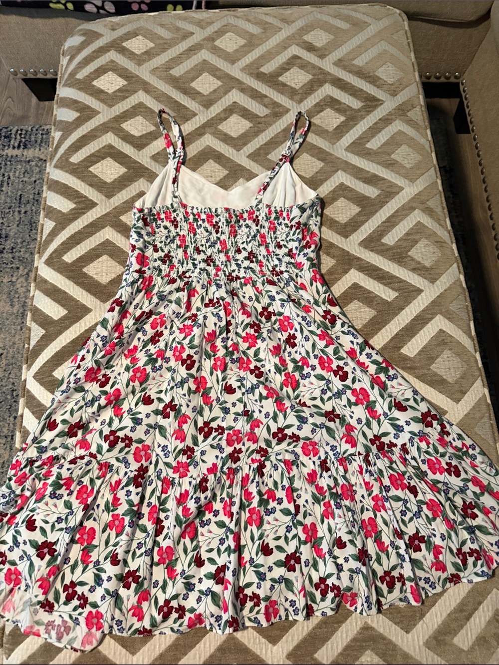 Old Navy Cream Floral Sundress with Pink & Green Print - Picture 2 of 2